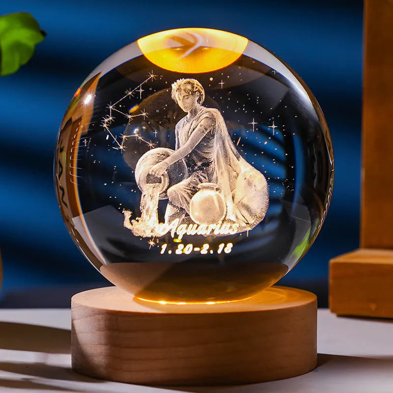 Luminária dos Signos - Esfera de Cristal Astrológica